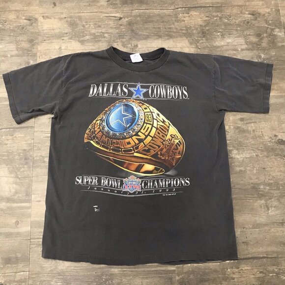 FADED Dallas Cowboys 1993 Super Bowl XXVII Champions Ring T Shirt Large USA Made - Picture 2 of 11